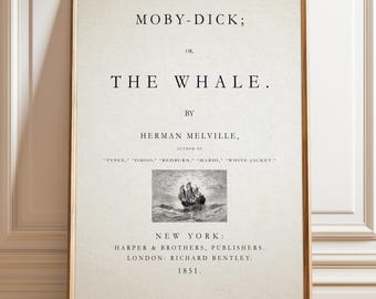 Manifesto del frontespizio di Moby Dick del 1851 – Stampa del libro letterario di Herman Melville