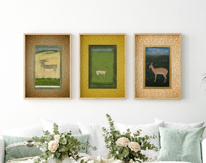 Persian Miniatures Set of 3 Persian Animal Paintings - Authentic Persian Wall Art for Cultural Enthusiasts Persian Miniatures Animal Prints