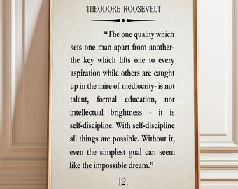 Theodore Roosevelt Self-Disipline Zitat Print: Inspirierende Kunst