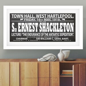 Vintage Sign for Lecture von Sir Ernest Shackleton 1919 Exploration Poster