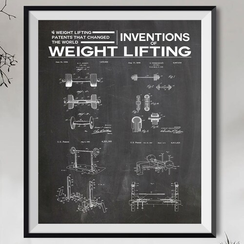 Weights Poster Inventions of Weight Lifting Wall Art Etsy
