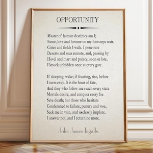 Opportunity Poem Print by John James Ingalls: Inspiring Poetry Art