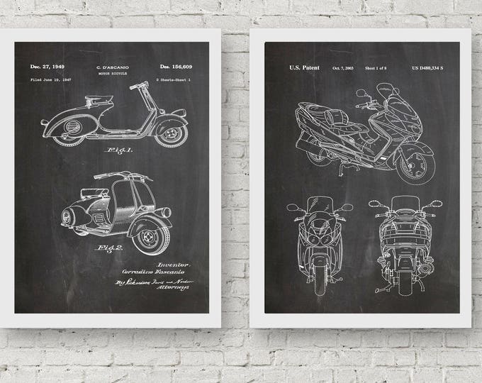 Set of Scooter Posters Scooter Wall Art Motorbike Wall Art Vespa Scooter Suzuki Scooter Electric Scooter WB103