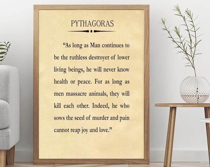 Pythagoras Vegan Quote Vegetarian Poster