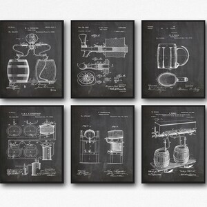 Beer Lover Gift - Beer Gift - Set of 6 Beer Patent Posters - Home Brewing Gift - Brewing Decor - Craft Beer Gift - Poster, Print - WB133