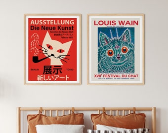 Cat Exhibition Posters Set of 2 Cat Themed Prints