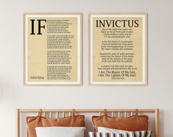 If by Rudyard Kipling and Invictus Poem Set of 2 Motivational Gifts