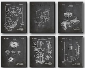 Vintage Golf Patent Art Prints - Set of 6 - Golfer Gift