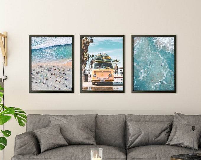 Beach Wall Art Set of 3 Beautiful Tropical Beach Pictures Ocean Waves Wall Art Surf & Nautical Lovers Surfers Room Decor Seacoast Wall Decor