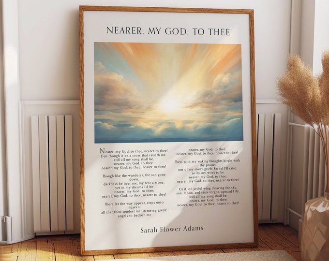 Nearer, My God, To Thee Music Sheet Poster - Nature-Inspired Hymnal Sheet Poster - Inspirational Gift for Friends & Love Ones