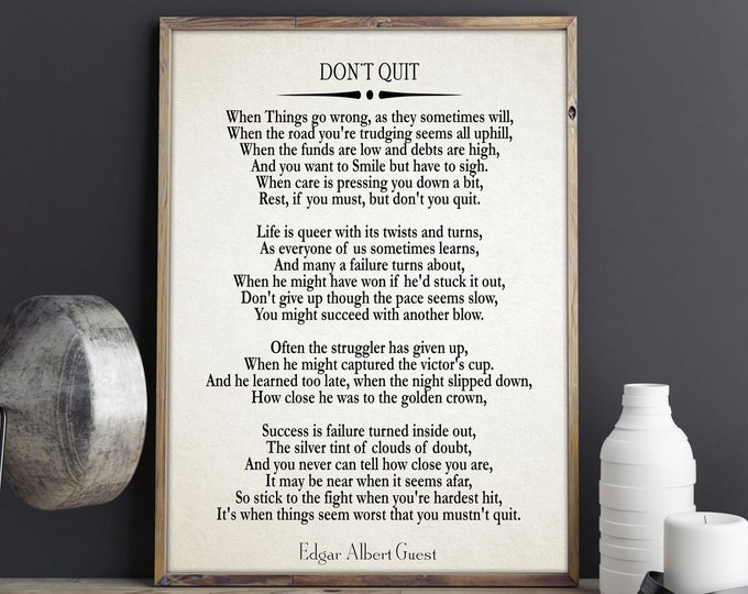 Don't Quit Poem Don't Quit Motivational Poem Inspiring Poem Motivating Poem Inspirational Poem Positive Poster Poem Poster Poetry Poster