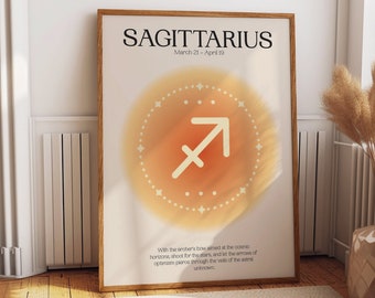 Sagittarius Zodiac Sign Chic Wall Decor - Stylish Bedroom Astral Manifestation Poster - Perfect Gift for a Unique and Vibrant Ambiance