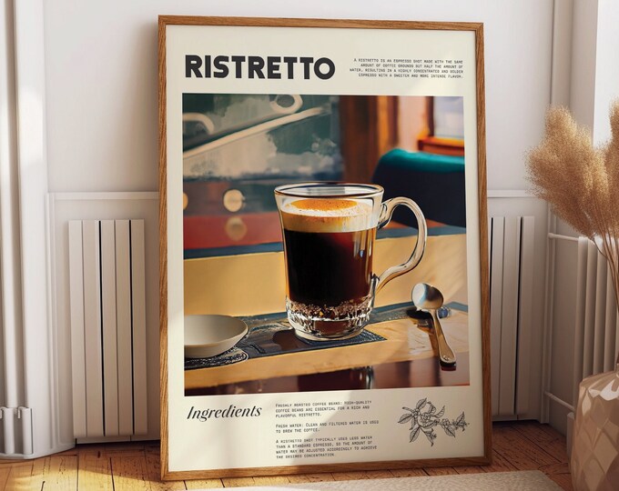 Ristretto Coffee Poster - Chic Wall Art for Coffee Docks, Cafes, and Barista Stations - Wall Art to Enhance any Cafe or Barista Wall