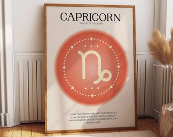 Capricorn Zodiac Poster - Vibrant Astral Manifestation Wall Art - Stylish & Unique Bedroom Decor - Star Sign Gift Idea for a Cosmic Touch