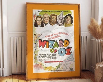 The Wizard of Oz 1939 Vintage Cinema Print Poster - Judy Garland Fantasy Film Art - Classic 30s Movie Wall Art for Retro Home Decor