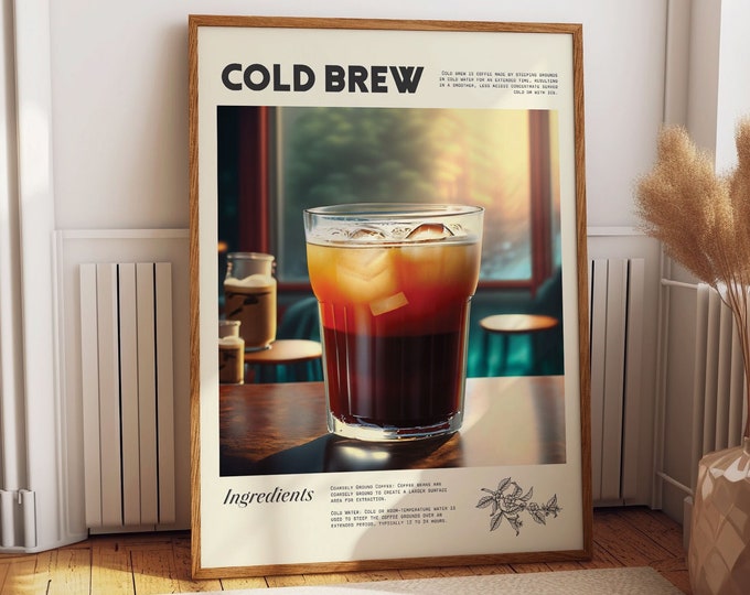 Cold Brew Coffee Poster - Chic Wall Art for Coffee Docks, Cafes, and Barista Stations - Wall Art to Enhance any Cafe or Barista Wall