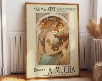 Art Nouveau Magic: Alphonse Mucha Exhibition Poster Celebrating the Master of Beauty - Exquisite Alphonse Mucha Exhibition Poster