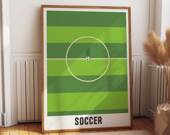 Soccer Pitch Poster - Ideal for Clubrooms and Sports Enthusiast Bedrooms - Sports Wall Art Decor - Soccer Pitch Layout Green Poster