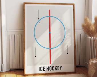 Ice Hockey Field Poster - Ideal for Clubrooms and Sports Enthusiast Bedrooms - Sports Wall Art Decor -  Ice Hockey Field Layout