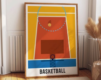 Basketball Field Poster - Ideal Gift for Clubrooms and Sports Enthusiast Bedrooms - Sports Wall Art Decor -  Basketball Field Layout