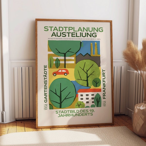 Green Oasis Wall Art - 1958 Garden Cities Frankfurt Urban Planning Exhibition Wall Poster - Urban Elegance for Living Room and Bedroom Decor