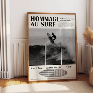 Ride the Waves: Biarritz Surfing Exhibition Poster Vintage Surfing Print Biarritz Surfing Poster Beach House Decor Coastal Poster image 1