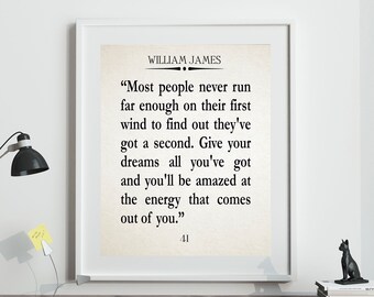Inspiring Quote by William James Running Quote Dream Big Quote