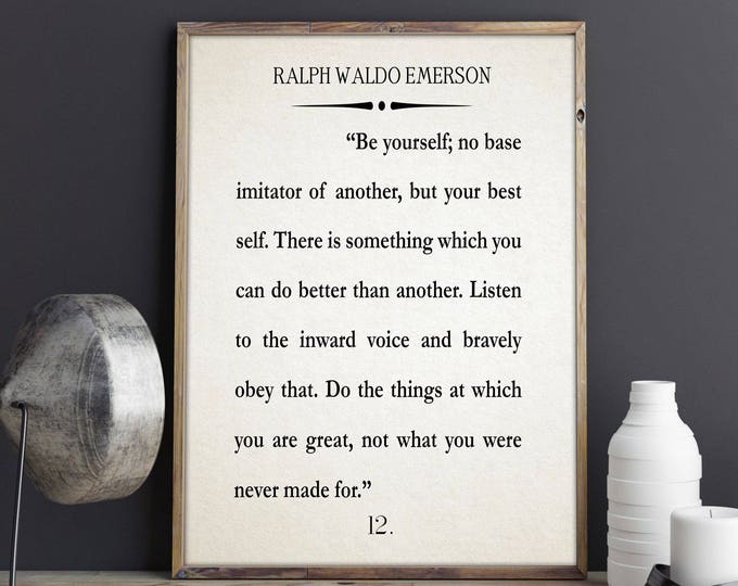 Be Yourself Quote Ralph Waldo Emerson Book Poster Motivation Quote Inspiring Quote Book Poster Literary Poster Literature Print Book Art