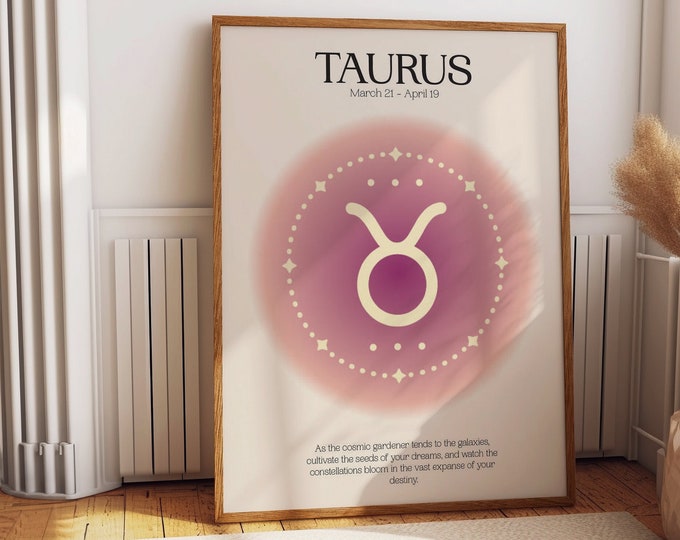 Taurus Astral Manifestation Poster - Celestial Constellation Wall Art - Vibrant Astrology Home and Office Decor - Unique Zodiac Wall Art