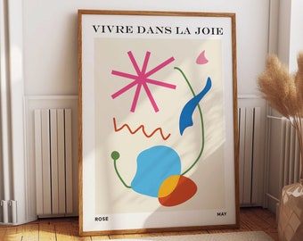 Vivre Dans La Joie Inspirational Abstract Wall Poster - Miro May Inspirational Bedroom Wall Art - Unique Motivational Home and Office Decor
