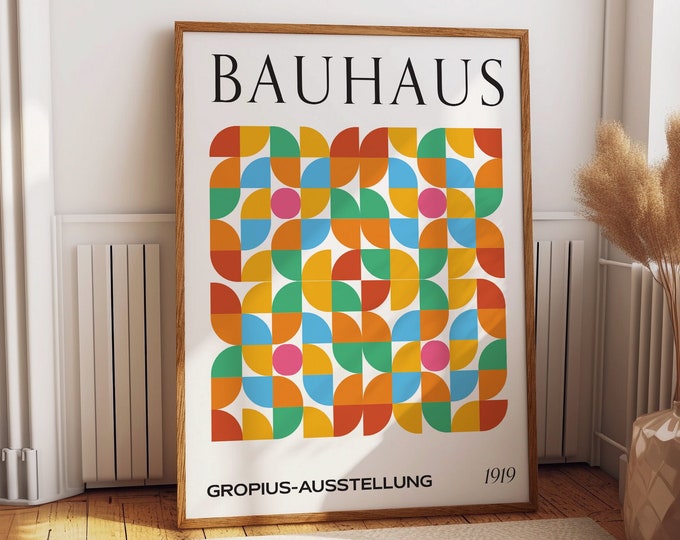 Timeless Color: 1919 Bauhaus Exhibition Wall Poster - Vibrant Aesthetic Office and Home Decor - Classic Bauhaus Living Room & Bedroom Decor