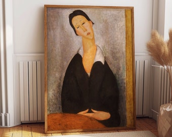 Captivating Modern Art: Amedeo Modigliani's Exquisite Portrait Painting of a Polish Woman - Enhance Your Space with Timeless Elegance
