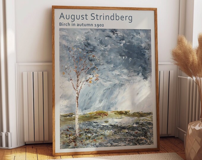 Modern Oil Painting Poster by August Strindberg Tree Painting Poster Blue Poster Contemporary Tree Art Vibrant Tree Decor for Home Decor