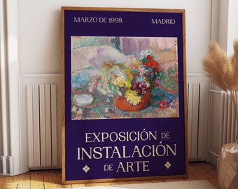 Floral Elegance Wall Art in Living, Dining, Kitchen, and Bedroom Decor - Blossoming Beauty: 1998 Madrid Exhibition Wall Art Poster