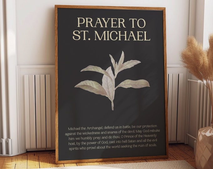 Divine Protection: St. Michael the Archangel Christian Prayer Posters - Contemporary Faith Wall Decor - Spiritual Elegance Room Decor