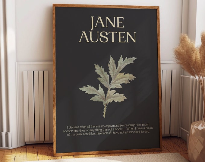 Jane Austen Motivational Librarian Poem Wall Art Poster - Unique Book Lovers Gift for Home Office Wall Art and Wisdom Wall Art Decoration