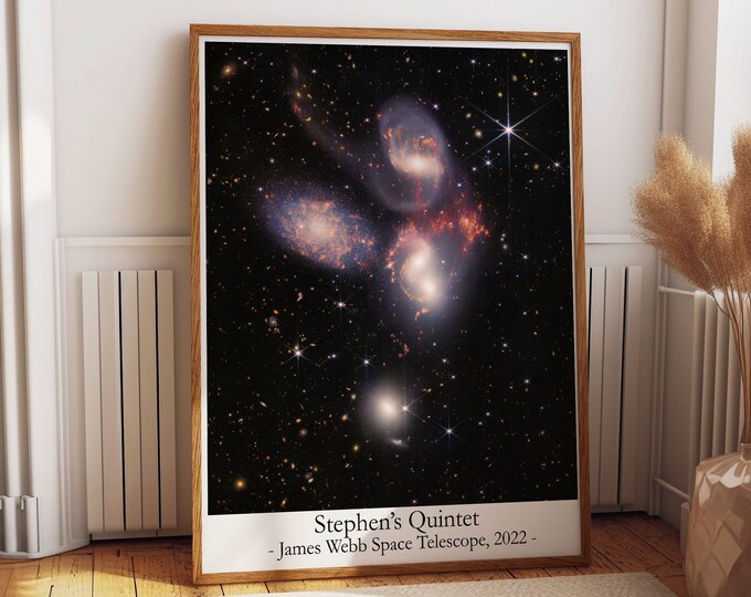 Stephen's Quintet Photo Taken By James Webb Telescope Galaxies Photograph Deep Space Wall Art Poster