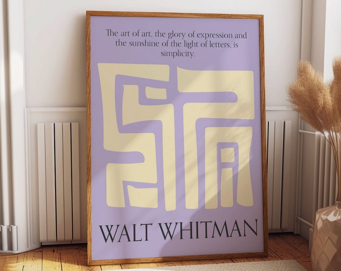 Motivational Saying Wall Poster - Walt Whitman Quote Wall Art - Artistic Home Decor - Expressive Motivation - Unique Bedroom Wall Decor