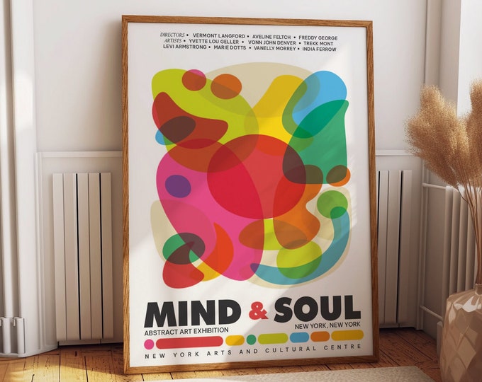 Mind & Soul Abstract Art Exhibition Poster - Playful Colors for Vibrant Home, Shop, and Office Spaces - Colorful Abstract Wall Decor Delight