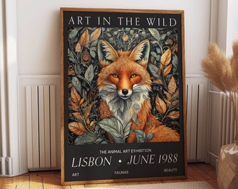 Fox Art in the Wild Wall Poster - The Animal Art Exhibition Lisbon 1988 - A Captivating Blend of Art, Faunas, and Beauty Wall Decor