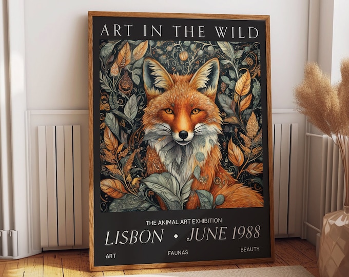 Fox Art in the Wild Wall Poster - The Animal Art Exhibition Lisbon 1988 - A Captivating Blend of Art, Faunas, and Beauty Wall Decor