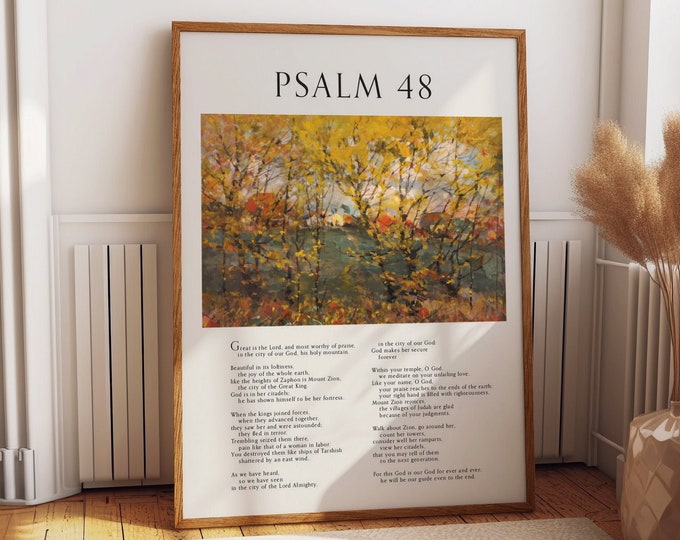 Psalm 48 Wall Art Bible Verses Poster - Inspirational Scripture, Christian Wall Decor, & Thoughtful Religious Gifts for Prayer Room Sanctity