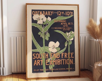 Blooming Elegance: Victorian Art Nouveau Flower Exhibition Poster - Captivating Botanical Art for Exquisite Home Decor