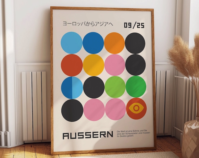 Colorful Circles Abstract Geometric Wall Poster - Boho Home Office Wall Art - Aussern Poster 09/25 - Unique Wall Decor Gift Ideas