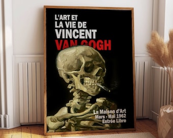 Vincent Van Gogh French Exhibition Poster Van Gogh Skull Poster