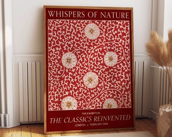 Whispers of Nature Wall Art Poster – The Classics Reinvented Exhibition 1998 London - Elegant Floral Red Design Home Interior Decor