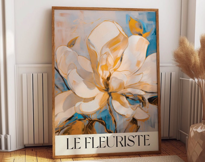 Floral Abstract Wall Art Poster - Modern French Abstract Art Blooming Flower - Contemporary Feminine Wall Decor