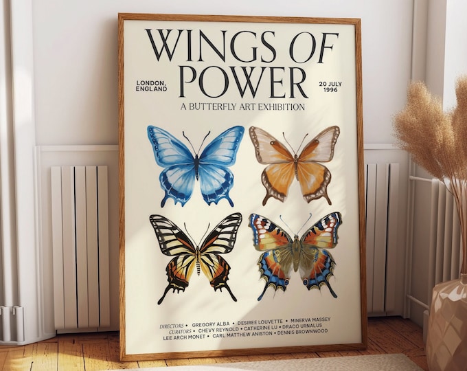 Majestic Butterfly Room Decor: 'Wings of Power' 1996 Butterfly Art Exhibition Wall Poster - Perfect Gift for Butterfly Enthusiasts