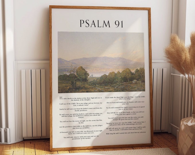 Psalm 91 Bible Verse Wall Art Poster - Decorate Your Hallway, Living Room, and Offices with Inspirational Scripture Artwork