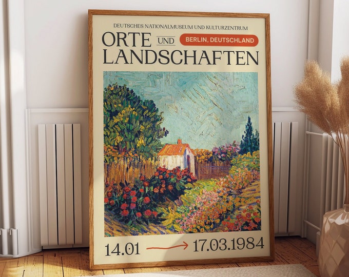 1984 Places and Landscape Exhibition Poster - Retro Art Reproduction for Elegant Living, Dining, Kitchen, and Bedroom Wall Decor